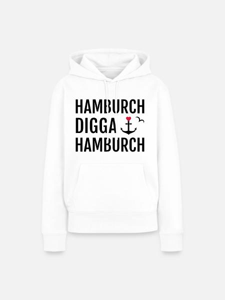 Hamburch DIGGA Hamburch - Frauen Premium Bio Hoodie - Weiß