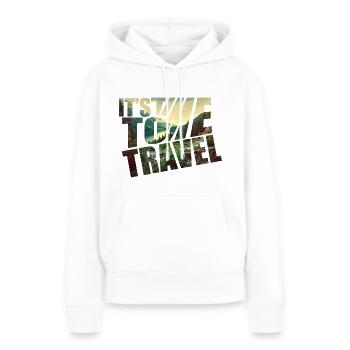 it's time to travel - Sweat à capuche Premium bio Femme - blanc - Devant - Julia (174cm)