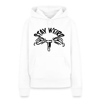Visage Stay Weird - Sweat à capuche Premium bio Femme - blanc - Devant - Julia (174cm)