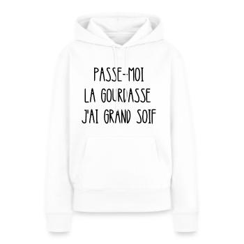 passe-moi la gourdasse j'ai grand soif - Sweat à capuche Premium bio Femme - blanc - Devant - Julia (174cm)