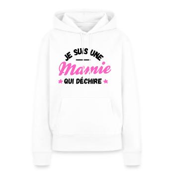 je suis une mamie qui déchire - Sweat à capuche Premium bio Femme - blanc - Devant - Julia (174cm)