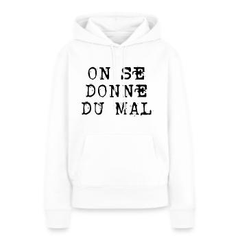 on se donne du mal - Sweat à capuche Premium bio Femme - blanc - Devant - Julia (174cm)