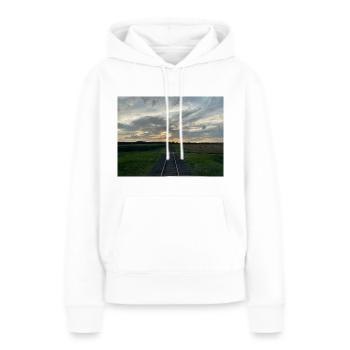 Eisenbahn fährt in den Abend - Frauen Premium Bio Hoodie - Weiß - Vorne - Julia (174cm)