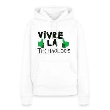 Vivre la technologie. - Sweat à capuche Premium bio Femme - blanc - Devant - Julia (174cm)