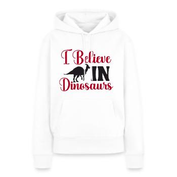 I Believe In Dinosaurs - Frauen Premium Bio Hoodie - Weiß - Vorne - Julia (174cm)