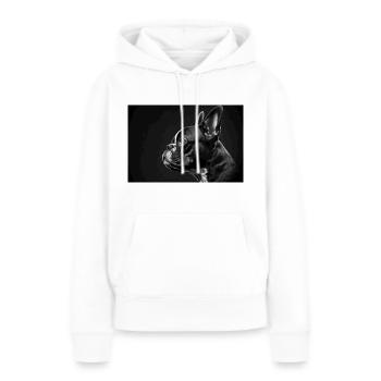 Der starre Blick einer treuen Seele - Frauen Premium Bio Hoodie - Weiß - Vorne - Julia (174cm)