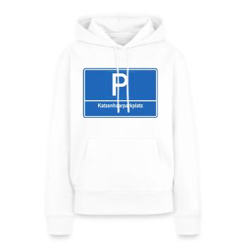 Katzenhaarparkplatz (Parkplatzschild) - Frauen Premium Bio Hoodie - Weiß - Vorne - Julia (174cm)