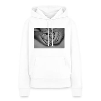 belong together - Frauen Premium Bio Hoodie - Weiß - Vorne - Julia (174cm)