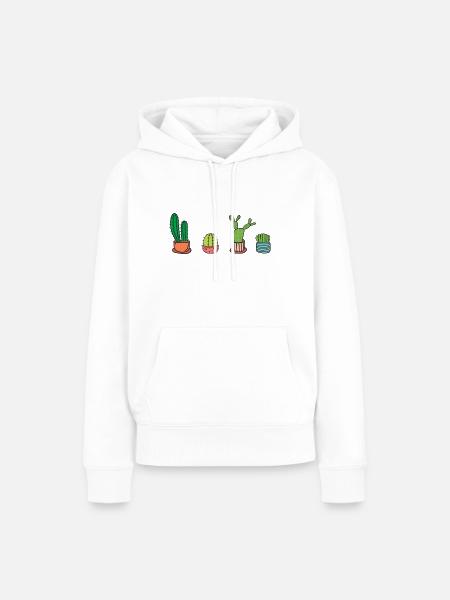 Kakteen - Frauen Premium Bio Hoodie - Weiß