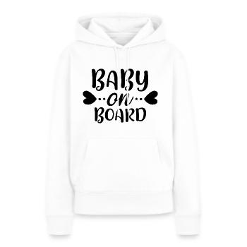 Bébé à bord 01 - Sweat à capuche Premium bio Femme - blanc - Devant - Julia (174cm)