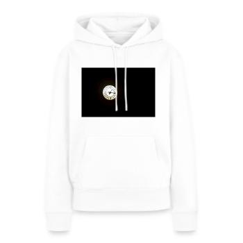 Black in white clock - Sweat à capuche Premium bio Femme - blanc - Devant - Julia (174cm)