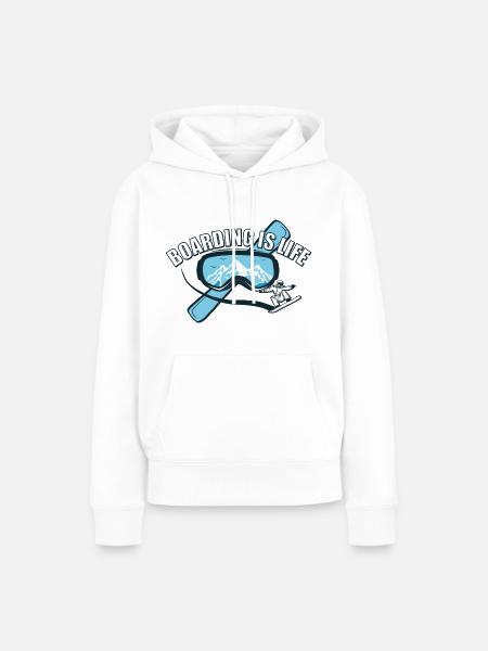 Boarding is Life - Snowboard - Frauen Premium Bio Hoodie - Weiß