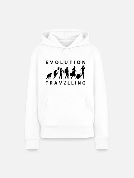Evolution Traveling - Frauen Premium Bio Hoodie - Weiß