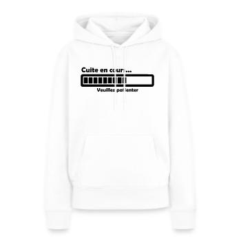 Cuite en cours - Sweat à capuche Premium bio Femme - blanc - Devant - Julia (174cm)