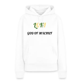 Loki 'God of mischief » - Sweat à capuche Premium bio Femme - blanc - Devant - Julia (174cm)