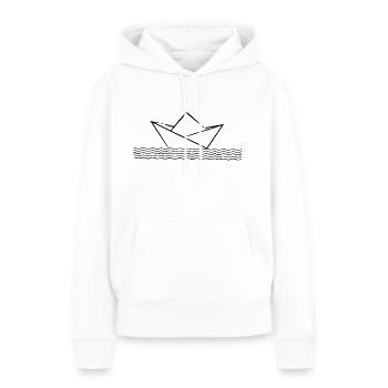 Bateau en papier Vacances à la mer - Sweat à capuche Premium bio Femme - blanc - Devant - Julia (174cm)