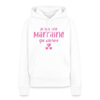 Je suis une marraine qui déchire - Sweat à capuche Premium bio Femme - blanc - Devant - Julia (174cm)