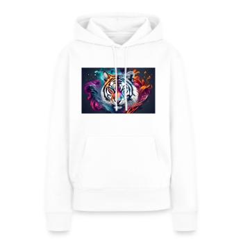 bunter Tiger - Frauen Premium Bio Hoodie - Weiß - Vorne - Julia (174cm)