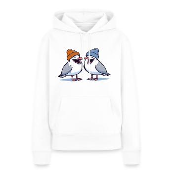 Good Mood Seagull - Mouettes Moin avec bonnet - Sweat à capuche Premium bio Femme - blanc - Devant - Julia (174cm)