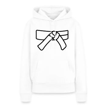 ceinture - Sweat à capuche Premium bio Femme - blanc - Devant - Julia (174cm)