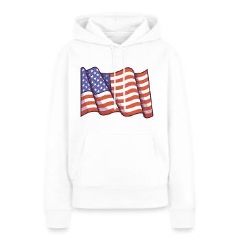 Drapeau américain - Sweat à capuche Premium bio Femme - blanc - Devant - Julia (174cm)
