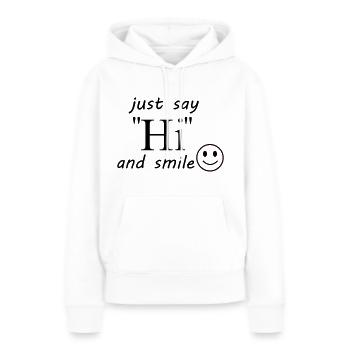 hi - Sweat à capuche Premium bio Femme - blanc - Devant - Julia (174cm)