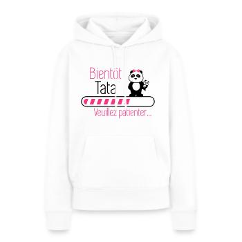 Bientôt tata - Future tante - Sweat à capuche Premium bio Femme - blanc - Devant - Julia (174cm)