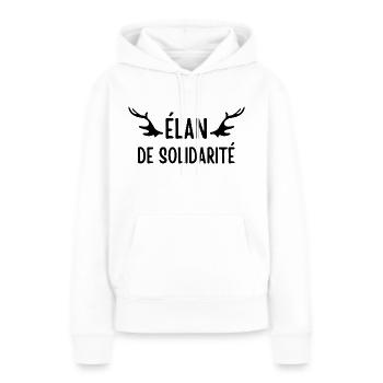 élan de solidarité - Sweat à capuche Premium bio Femme - blanc - Devant - Julia (174cm)