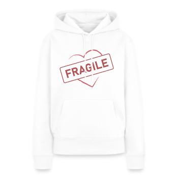 Coeur - Fragile - Sweat à capuche Premium bio Femme - blanc - Devant - Julia (174cm)