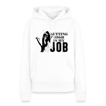Hoch gehe ist mein Job bzw. High werden - Frauen Premium Bio Hoodie - Weiß - Vorne - Julia (174cm)