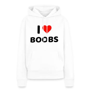 J’AIME LES SEINS - design provocateur et humoristique !! - Sweat à capuche Premium bio Femme - blanc - Devant - Julia (174cm)