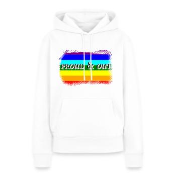 proud and out - Frauen Premium Bio Hoodie - Weiß - Vorne - Julia (174cm)