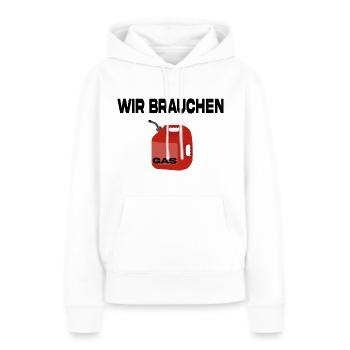 Wir brauchen Gas - Frauen Premium Bio Hoodie - Weiß - Vorne - Julia (174cm)