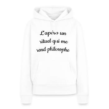 L'apéro un rituel qui me rend philosophe - Sweat à capuche Premium bio Femme - blanc - Devant - Julia (174cm)