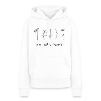 développer des pensées positives - Sweat à capuche Premium bio Femme - blanc - Devant - Julia (174cm)