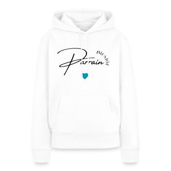 Bientôt parrain - Sweat à capuche Premium bio Femme - blanc - Devant - Julia (174cm)
