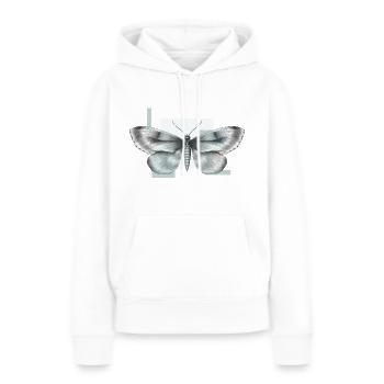 Papillon Ophidère Empereur revisité - Sweat à capuche Premium bio Femme - blanc - Devant - Julia (174cm)