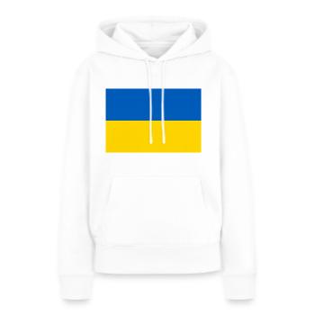 Drapeau de l’Ukraine - Sweat à capuche Premium bio Femme - blanc - Devant - Julia (174cm)