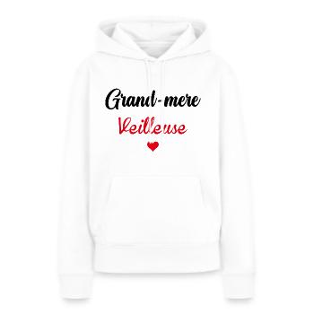 grand-mère veilleuse grand mere veilleuse - Sweat à capuche Premium bio Femme - blanc - Devant - Julia (174cm)
