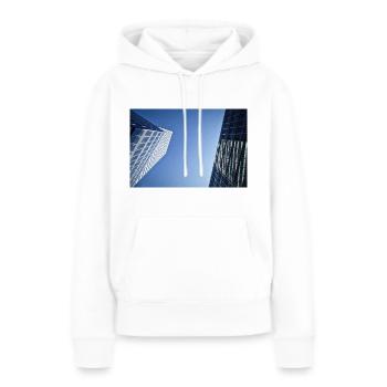 HOCH HINAUS - Frauen Premium Bio Hoodie - Weiß - Vorne - Julia (174cm)