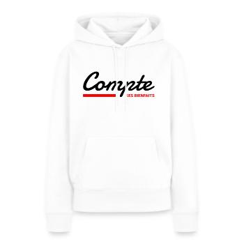 Compte les bienfaits - Sweat à capuche Premium bio Femme - blanc - Devant - Julia (174cm)
