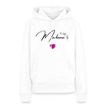 Call me madame - Sweat à capuche Premium bio Femme - blanc - Devant - Julia (174cm)