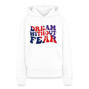 Rêver sans peur - Sweat à capuche Premium bio Femme - blanc - Devant - Julia (174cm)