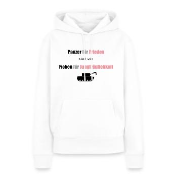 Panzer für Frieden - Frauen Premium Bio Hoodie - Weiß - Vorne - Julia (174cm)