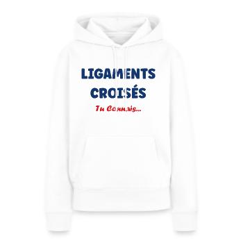ligaments croises - Sweat à capuche Premium bio Femme - blanc - Devant - Julia (174cm)