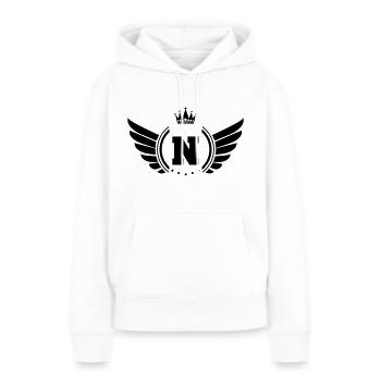 armoiries N - Sweat à capuche Premium bio Femme - blanc - Devant - Julia (174cm)