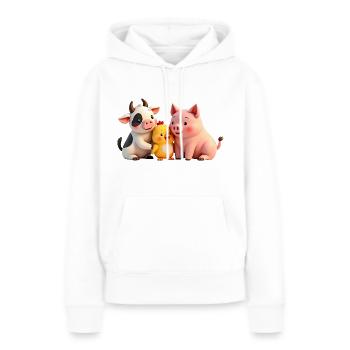 Süße Tiere, Kuh, Küken, Schwein - Frauen Premium Bio Hoodie - Weiß - Vorne - Julia (174cm)