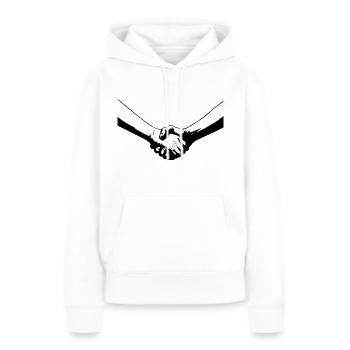 solidarité - Sweat à capuche Premium bio Femme - blanc - Devant - Julia (174cm)