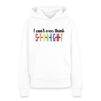 Je n’arrive même pas à penser 🏳️ 🌈😄 clairement - Sweat à capuche Premium bio Femme - blanc - Devant - Julia (174cm)