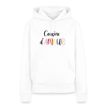 Cousine D'amour - Sweat à capuche Premium bio Femme - blanc - Devant - Julia (174cm)